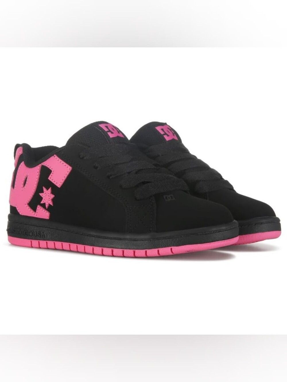 DC Kids Court Graffik Black & Hot Pink Skate Shoes